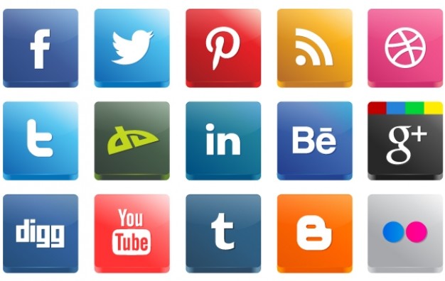 Iconos de diferentes redes sociales
